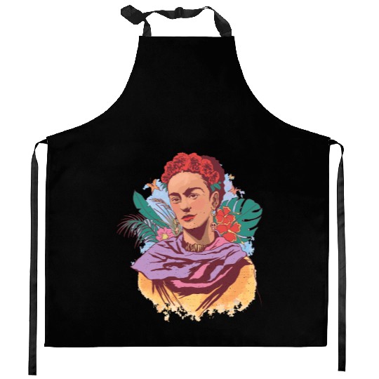 FRIDA KAHLO COLOR PORTRAIT Kitchen Aprons
