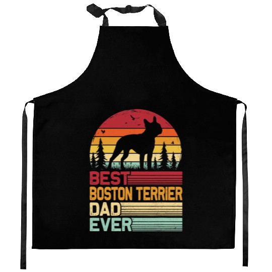 Retro Vintage Best Boston Terrier Dad Ever Kitchen Aprons