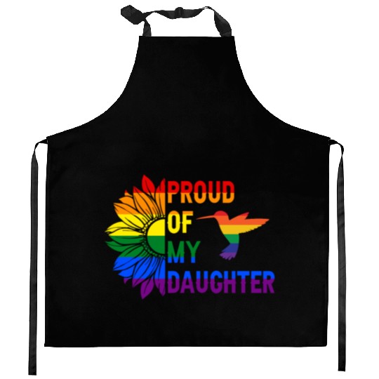 Proud of My Daughter Gay Pride Rainbow Sunflower Kitchen Aprons