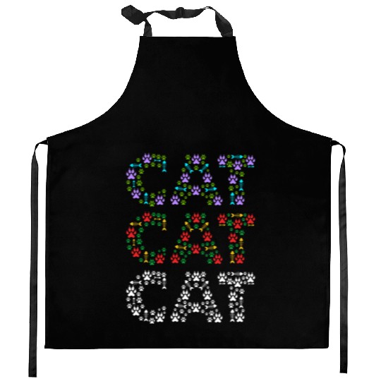 Cat mom and cat dad funny cat paws and fish bone Kitchen Aprons