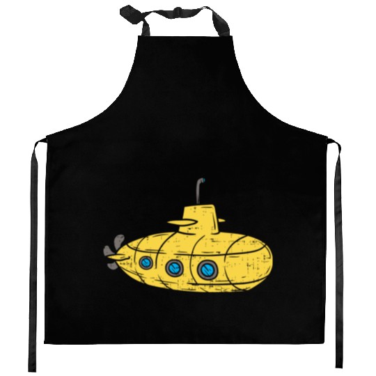Us Navy Yellow Cartoon Submarine Cute Submariner B Kitchen Aprons