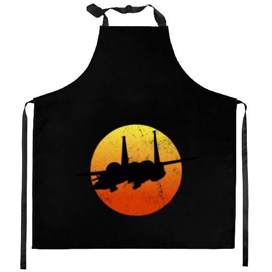 F-15 Eagle Silhouette Retro Sunset Military F15 Kitchen Aprons