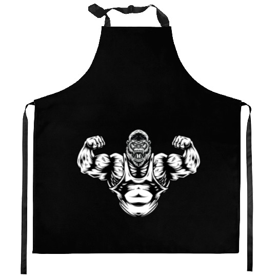 Fitness Gorilla, Gorilla, Beast, Primal, Fitness Kitchen Aprons