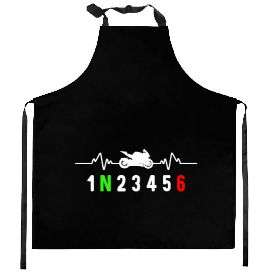 Motorcycle gear shift racing biker heartbeat Kitchen Aprons