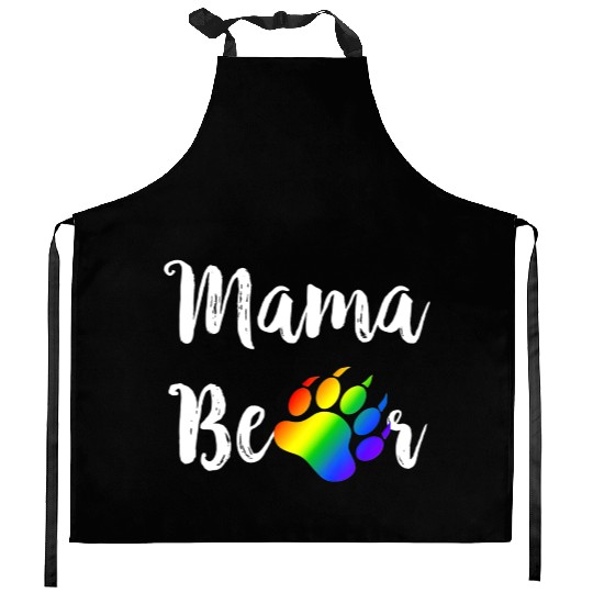Lesbian Mama Bear Gay Pride Rainbow Paw LGBT Kitchen Aprons