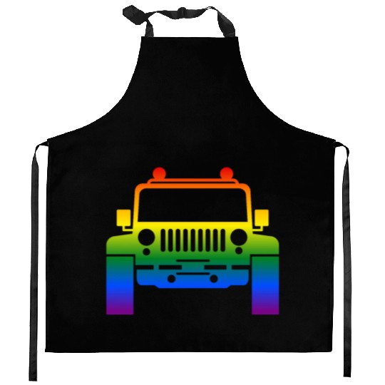 Rainbow Pride Jeeps LGBT Kitchen Aprons