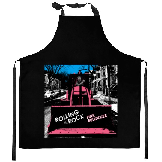 Pink Bulldozer / Rolling Rock Kitchen Aprons
