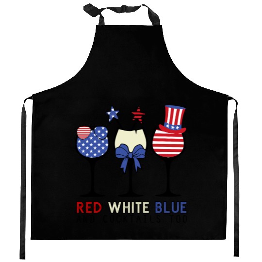 Red White Blue and Cocktails Kitchen Aprons