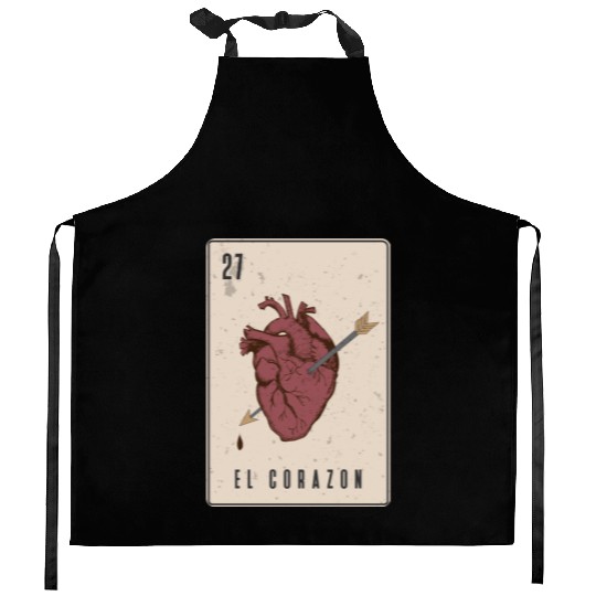 El Corazon Mexican Loteria Kitchen Aprons