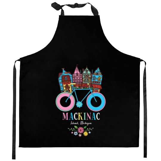 Mackinac Island Michigan Bike Art Kitchen Aprons