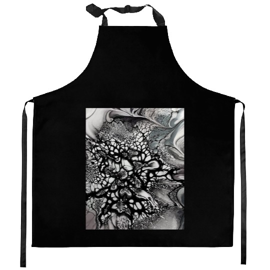 Black and white abstract art. Trendy artist. Kitchen Aprons