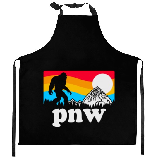 PNW Pacific Northwest Bigfoot Kitchen Aprons