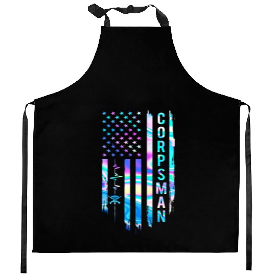 Awesome US Flag Heart Corpsman Kitchen Aprons