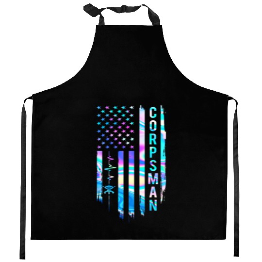 Awesome US Flag Heart Corpsman Kitchen Aprons