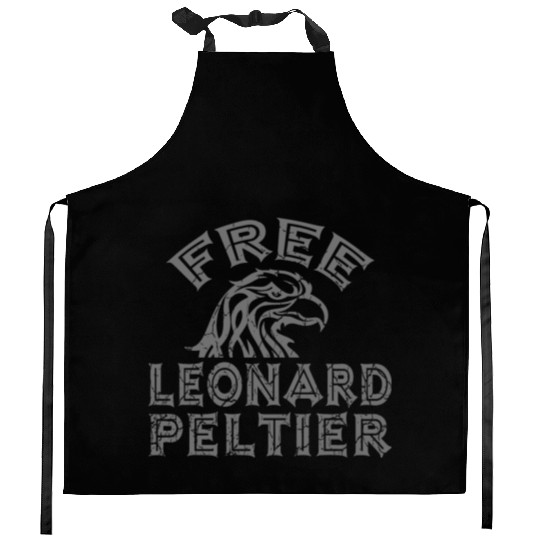 FREE LEONARD PELTIER EAGLE NATIVES grau used look Kitchen Aprons
