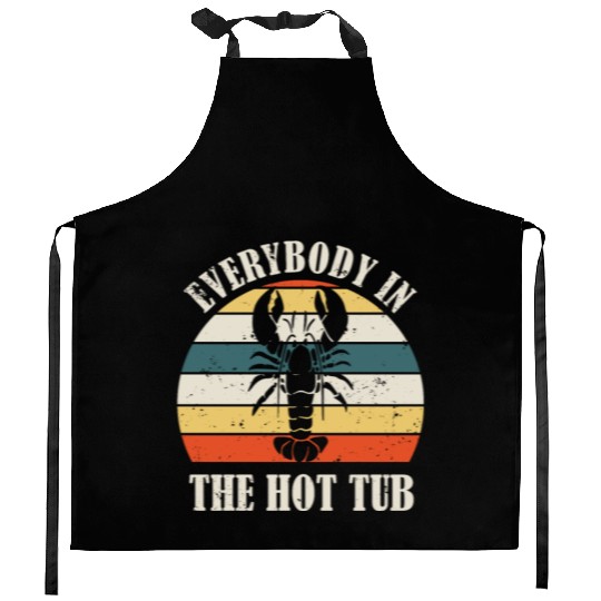 Retro Everybody In The Hot Tub Funny Lobster Lover Kitchen Aprons