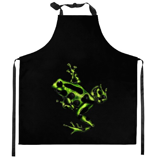 Green poison dart frog Kitchen Aprons