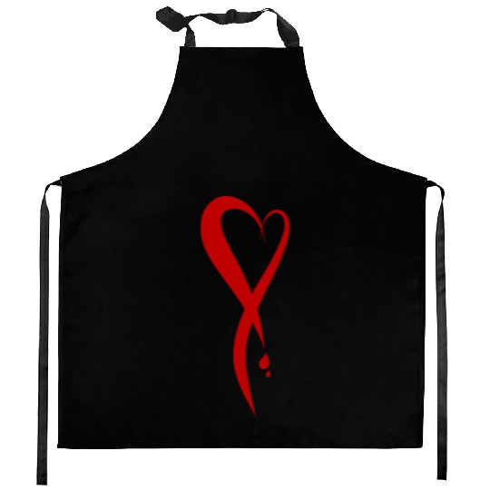Heart bleeding, hand drawn Kitchen Aprons