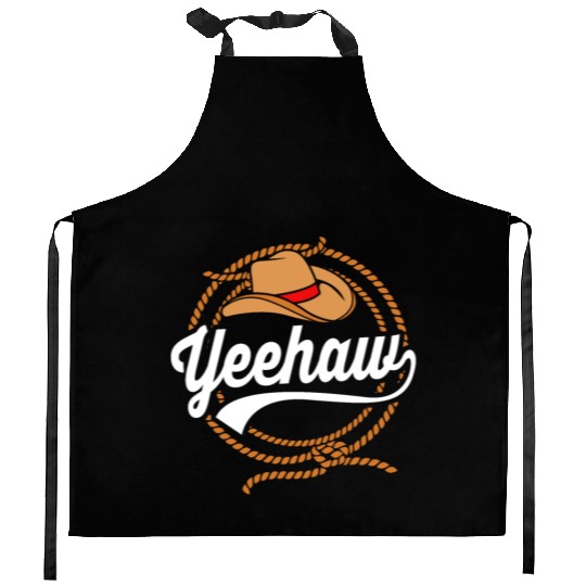 Yeehaw Cowboy Western For Men Bull Riding Rodeo Kitchen Aprons