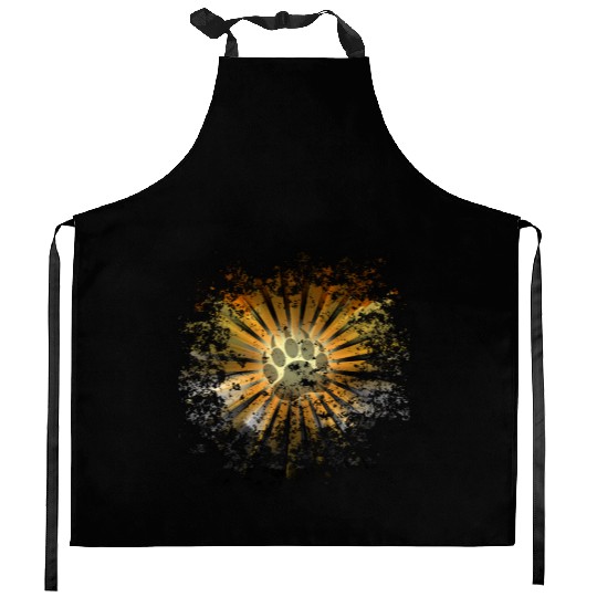 Cool Grunge Distressed Bear Paw Bear Pride Flag Kitchen Aprons