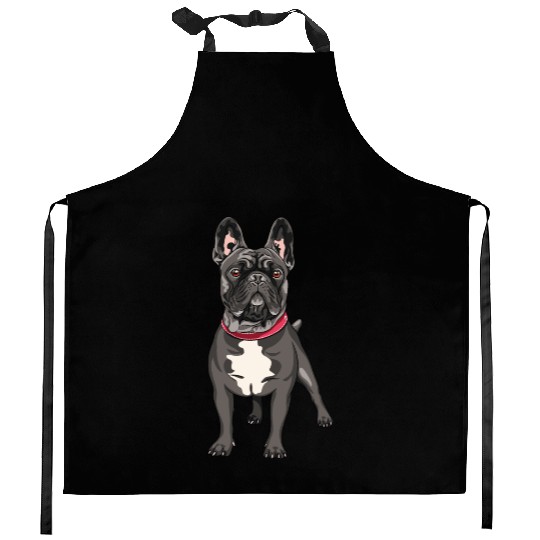Black French Bulldog Kitchen Aprons
