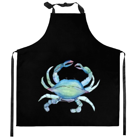 Crab watercolor illustration Kitchen Aprons