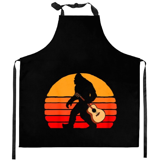 Bigfoot Bring Guitar Vintage Kitchen Aprons