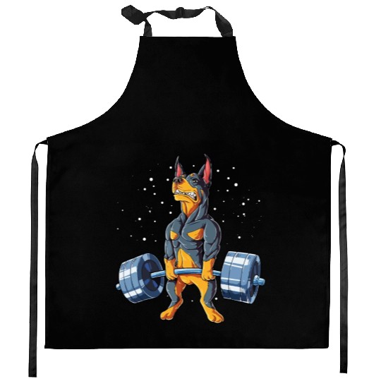 Doberman Weightlifting Gym Kitchen Aprons