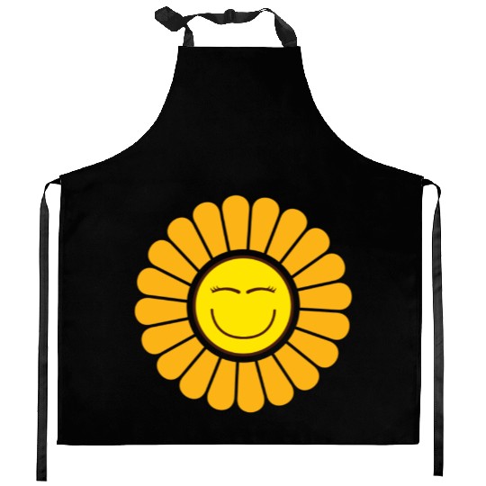 Sunflower smile Face Girl Happy Flower Sunflower Kitchen Aprons