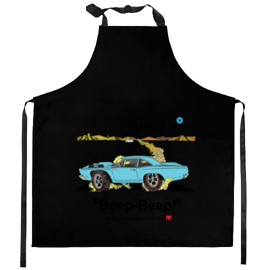1968 Plymouth Road Runner Salt Flats Light Blue Kitchen Aprons