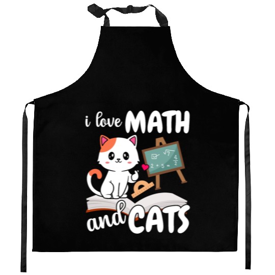 I Love Math And Cats Mathematics Kitchen Aprons