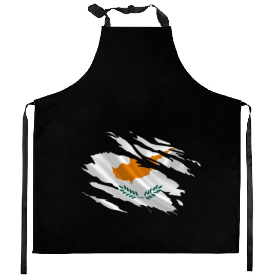 Cyprus Ripped Flag Kitchen Aprons