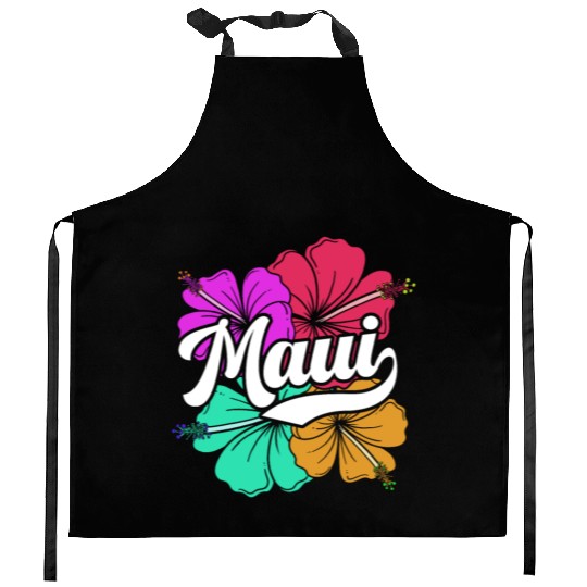 Maui Hawaii With Hawaiian Hibiscus Flowers Kitchen Aprons