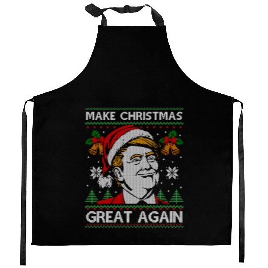 Make Christmas Great Again Funny Trump Ugly Xmas Kitchen Aprons