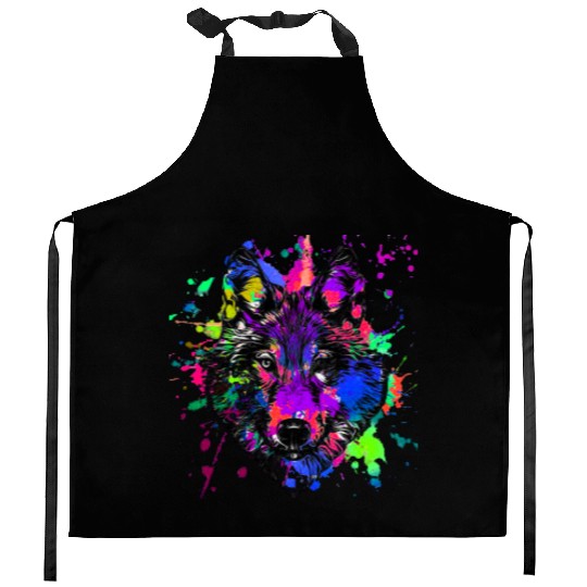 Paint Splatter Wolf Kitchen Aprons