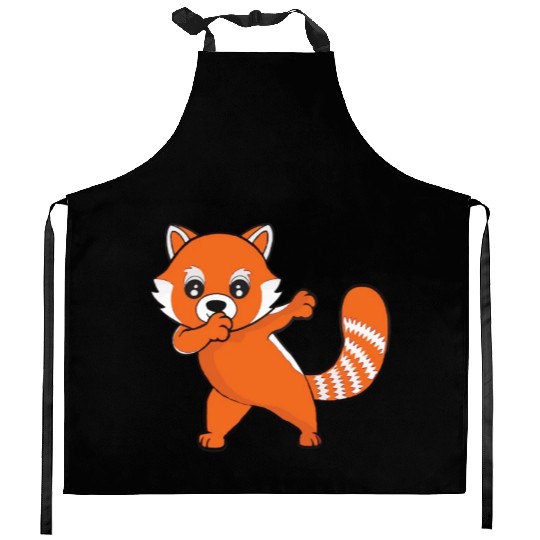 Dabbing Red Panda Cherry Blossoms Bamboo Kitchen Aprons