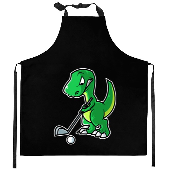 Tyrannosaurus Golf Player Golfer Golfing Funny Kitchen Aprons