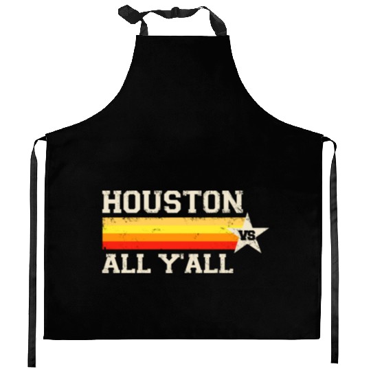 Houston vs All Y'all Vintage Stripe Texas Baseball Kitchen Aprons