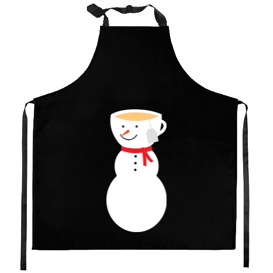 Fros-TEA the Snowman Let It Snow frosty tea Kitchen Aprons
