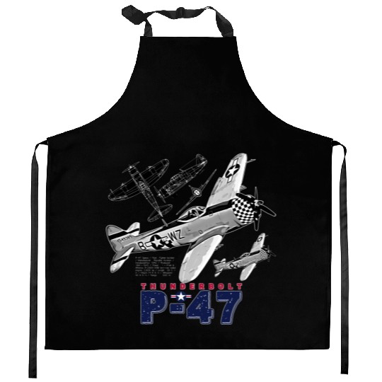 P 47 Thunderbolt Vintage USAF Aircraft Kitchen Aprons