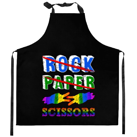 Rock Paper Scissors Lesbian Couple LGBTQ Pride Mon Kitchen Aprons