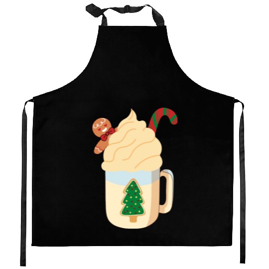 Candy Cane and Hot Cocoa, Hot Chocolate Kitchen Aprons