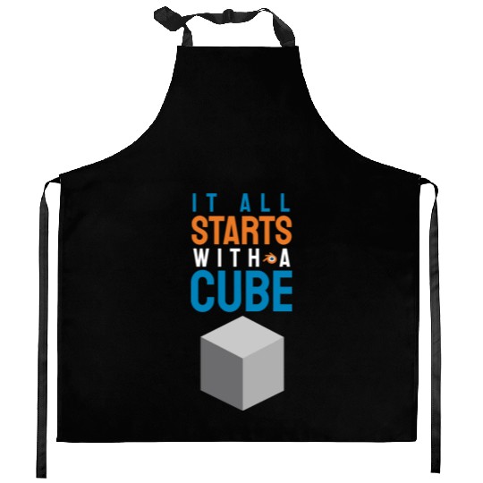 It all starts with a cube / 3d artist gift idea Kitchen Aprons