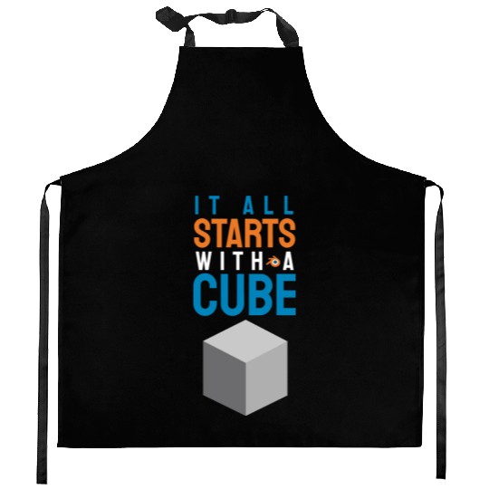 It all starts with a cube / 3d artist gift idea Kitchen Aprons