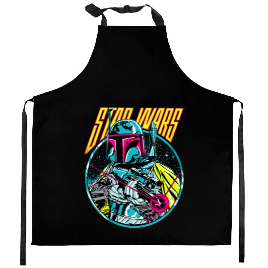 Star Wars Boba Fett Neon Blaster Vintage Graphic Kitchen Aprons
