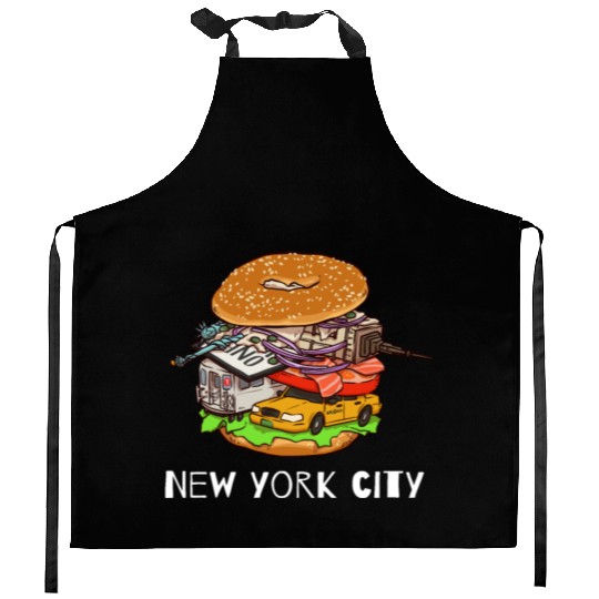 New York City Bagel with Everything NYC Kitchen Aprons
