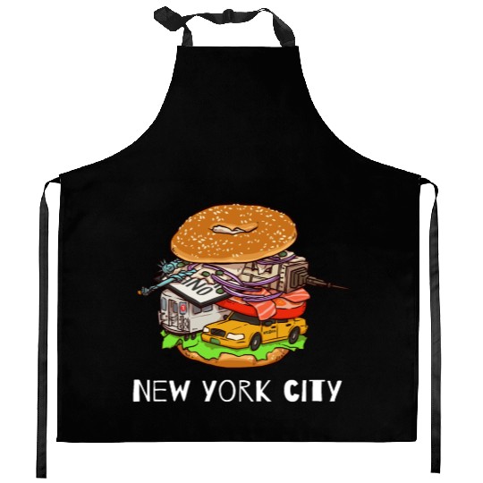 New York City Bagel with Everything NYC Kitchen Aprons
