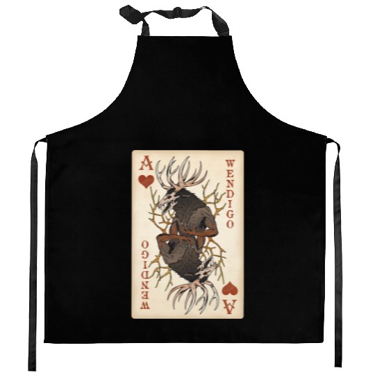 Wendigo Playing Card - Ace of Hearts Cryptid Art Kitchen Aprons