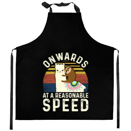 Vintage Style Sloth Riding Alpaca - Funny Llama Kitchen Aprons