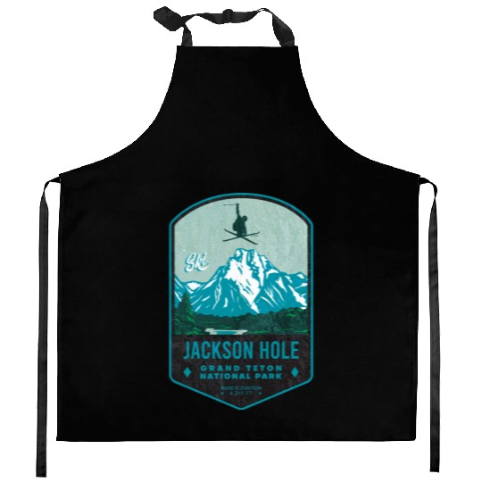 Jackson Hole Ski Badge Kitchen Aprons
